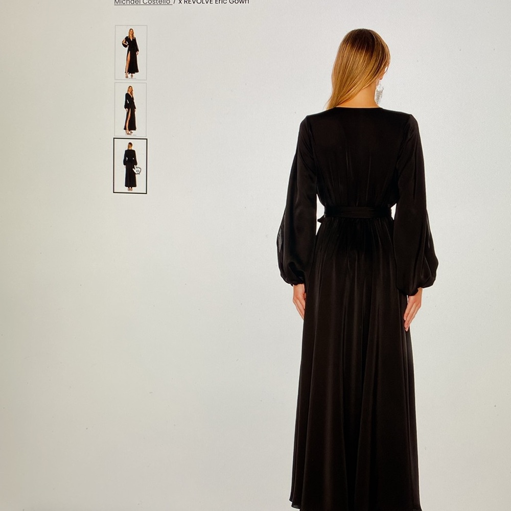 Michael Costello X Revolve Eric Gown Blk Satin size M - Picture 3 of 8
